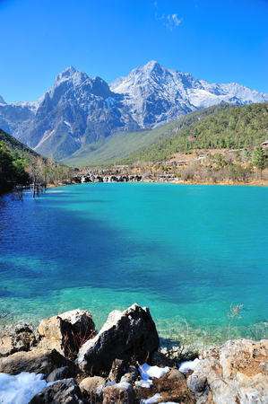 Blue Moon Valley in Yulong Snow Mountainの写真素材