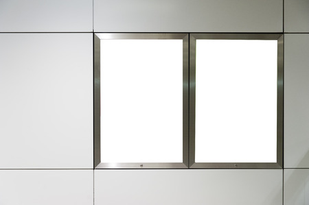 Empty White Billboard inside buildingの写真素材