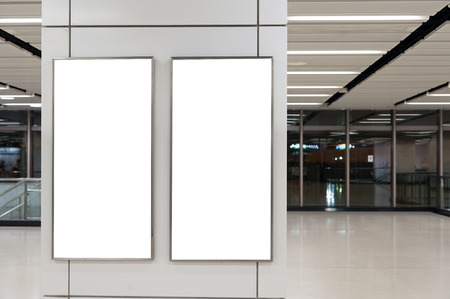 Empty White Billboard inside buildingの写真素材