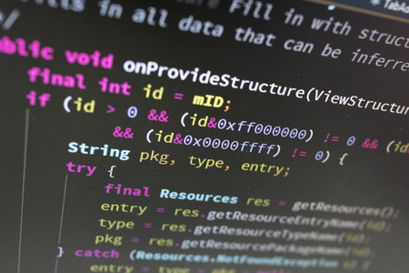 Coding on screen with colorful codeの写真素材