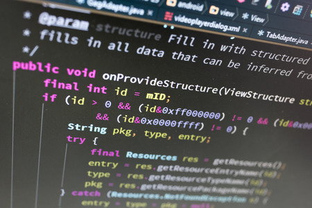 Coding on screen with colorful codeの写真素材
