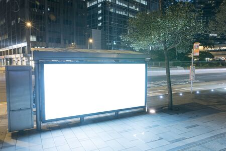 A Big empty blank billboard during nightの写真素材