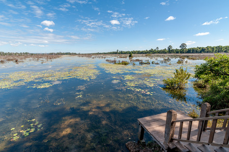 Large lake Baray in Angkorの写真素材