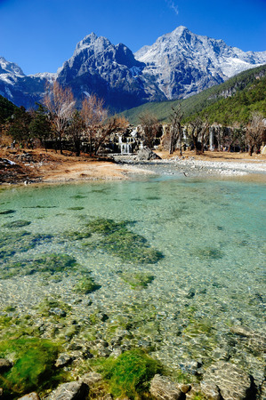 Blue Moon Valley in Yulong Snow Mountainの写真素材