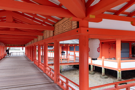 Miyajima, Japan - June 27 2017: Itsukushima Shrine, Japan. Itsukushima Shrine is a Shinto shrine on the island of Itsukushima (popularly known as Miyajima), best known for its "floating" torii gate.のeditorial素材