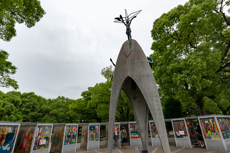 HIROSHIMA, JAPAN - JUNE 27, 2017: Childrens Peace Monument in Hiroshima, Japan. Commemorates Sadako Sasaki and other child victims of atomic bombing of Hiroshima.のeditorial素材