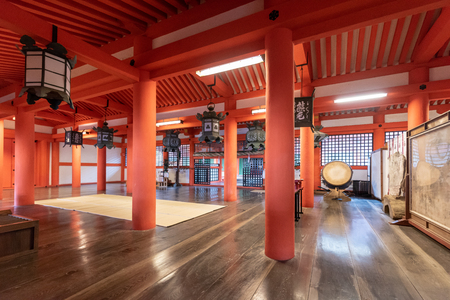 Miyajima, Japan - June 27 2017: Itsukushima Shrine, Japan. Itsukushima Shrine is a Shinto shrine on the island of Itsukushima (popularly known as Miyajima), best known for its "floating" torii gate.のeditorial素材