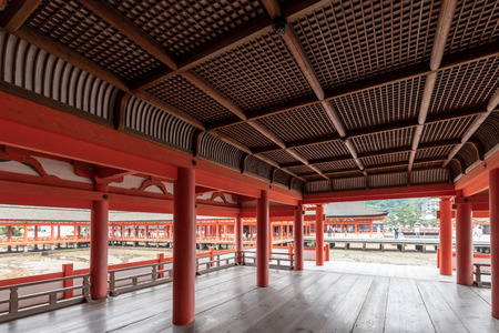 Miyajima, Japan - June 27 2017: Itsukushima Shrine, Japan. Itsukushima Shrine is a Shinto shrine on the island of Itsukushima (popularly known as Miyajima), best known for its "floating" torii gate.のeditorial素材
