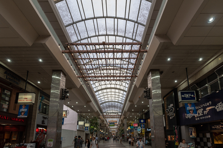 MATSUYAMA,JAPAN - 25 , June ,2017 :In Matsuyama shopping arcade , most shops here open into the night and the shopping street remains lively with strolling visitors and ryokan guests in their yukata.のeditorial素材