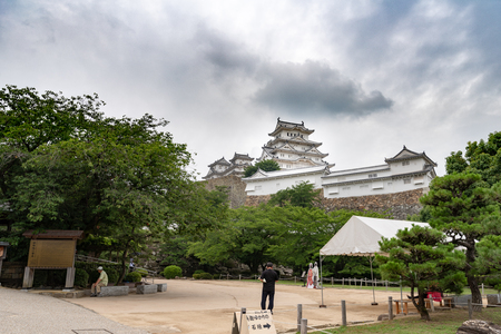 Main tower of the Himeji Castle, also called the white Heron castle, Japan. This is a UNESCO world heritage site.のeditorial素材
