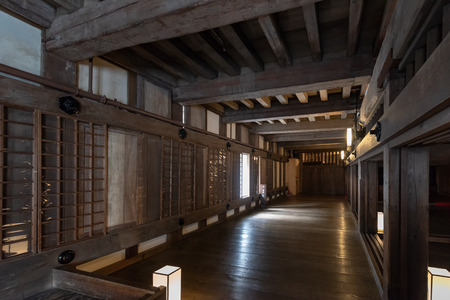 HIMEJI, JAPAN - JUNE 29 2017: Interior of Himeji Castle in Himeji, Japan. The castle is regarded as the finest surviving example of prototypical Japanese castle architecture.のeditorial素材