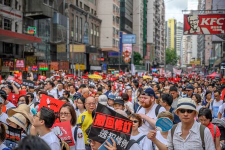 HONG KONG - June 9, 2019: Hong Kong June 9 protect with million of people on the street.のeditorial素材