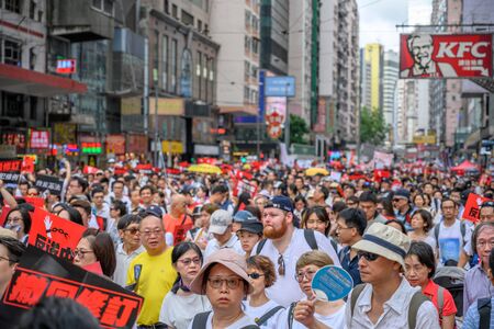 HONG KONG - June 9, 2019: Hong Kong June 9 protect with million of people on the street.のeditorial素材
