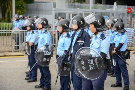 HONG KONG - June 12, 2019: Anti-Extradition Bill Protest in Hong Kong. Protestors are surrounding HK Legislative Council building to stop the bill.のeditorial素材