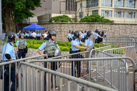 HONG KONG - June 12, 2019: Anti-Extradition Bill Protest in Hong Kong. Protestors are surrounding HK Legislative Council building to stop the bill.のeditorial素材