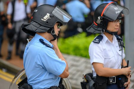 HONG KONG - June 12, 2019: Anti-Extradition Bill Protest in Hong Kong. Protestors are surrounding HK...