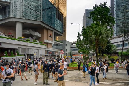 HONG KONG - June 12, 2019: Anti-Extradition Bill Protest in Hong Kong. Protestors are surrounding HK Legislative Council building to stop the bill.のeditorial素材