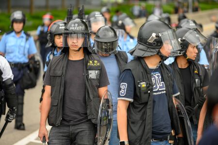 HONG KONG - June 12, 2019: Anti-Extradition Bill Protest in Hong Kong. Protestors are surrounding HK Legislative Council building to stop the bill.のeditorial素材