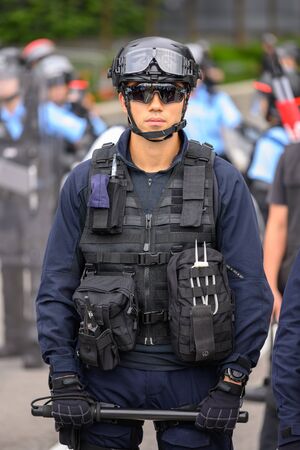 HONG KONG - June 12, 2019: Anti-Extradition Bill Protest in Hong Kong. Protestors are surrounding HK...