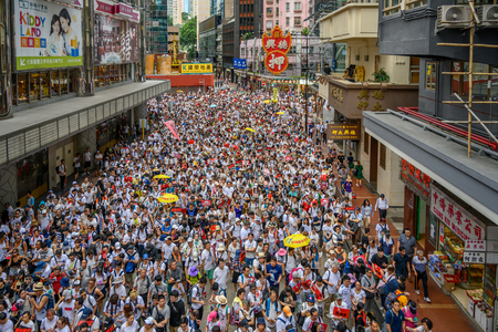 HONG KONG - June 9, 2019: Hong Kong June 9 protect with million of people on the street.のeditorial素材