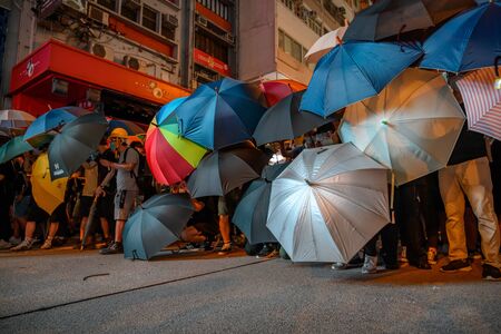 Hong Kong- July 7 2019: Hong Kong anti-extradition protests. 50,000 protesters took to the streets of kowloon on Sunday to oppose a controversial extradition.のeditorial素材