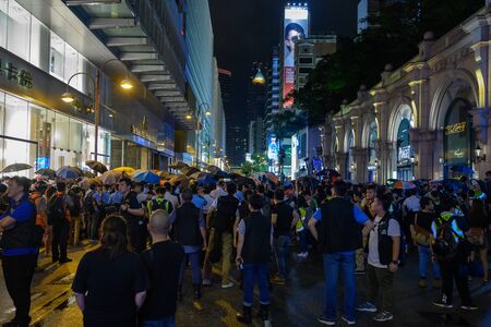 Hong Kong- July 7 2019: Hong Kong anti-extradition protests. 50,000 protesters took to the streets of kowloon on Sunday to oppose a controversial extradition.のeditorial素材