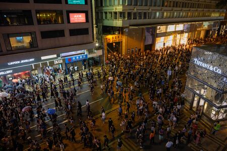 Hong Kong- July 7 2019: Hong Kong anti-extradition protests. 50,000 protesters took to the streets of kowloon on Sunday to oppose a controversial extradition.のeditorial素材
