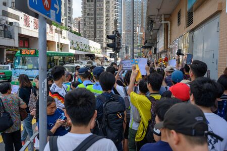 Tuen Mun, Hong Kong - July 6 2019: the crowd protest and occupy the Tuen Mun public park. The protesters took to the streets of Hong Kong to oppose a controversial extradition bill.のeditorial素材