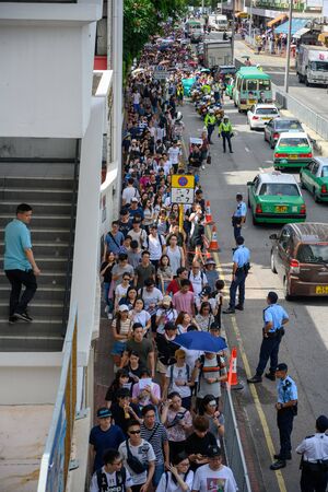 Tuen Mun, Hong Kong - July 6 2019: the crowd protest and occupy the Tuen Mun public park. The...