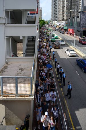 Tuen Mun, Hong Kong - July 6 2019: the crowd protest and occupy the Tuen Mun public park. The...