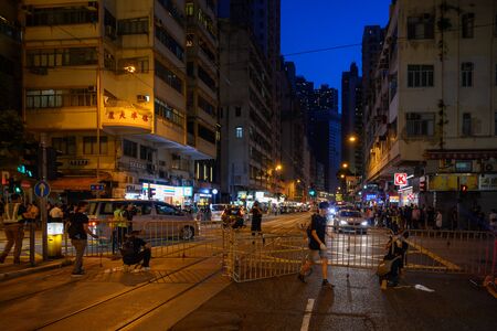 Hong Kong - July 32, 2019: Anti- Extradition bill protest in Hong Kong Island. Police fire tear gas and rubber bullet.のeditorial素材