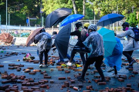 PolyU, Hong Kong - Nov 17, 2019: The first day of the Siege of PolyU.のeditorial素材