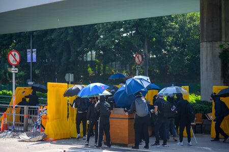 PolyU, Hong Kong - Nov 18, 2019: The second day of the Siege of PolyU. Public trying to rescus...