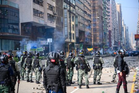 PolyU, Hong Kong - Nov 18, 2019: The second day of the Siege of PolyU. Public trying to rescus protestors inside polyU.のeditorial素材