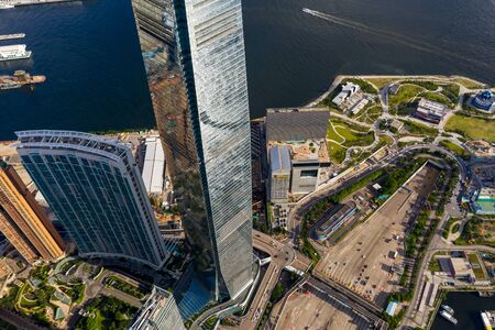 Aerial panoramic view of Western Kowloon, Hong Kongの写真素材