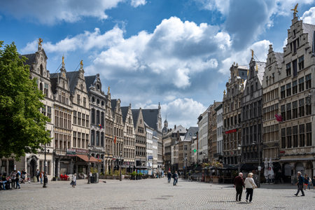 Antwerp, Belgium - May 21, 2022: Houses on the central square of the city - Grand Placeの写真素材