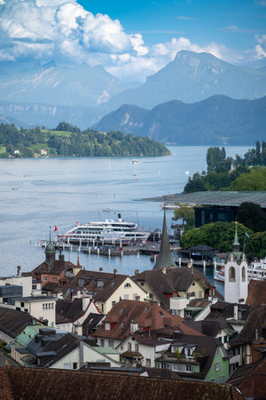 City of Luzern and Reuss river view, famous tourist destination in Switzerland