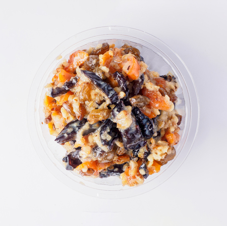 Dried fruits salad. Isolated background.の写真素材