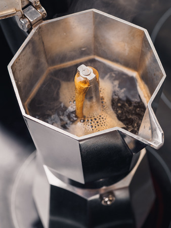 Geyser coffee maker. Making in the kitchenの写真素材