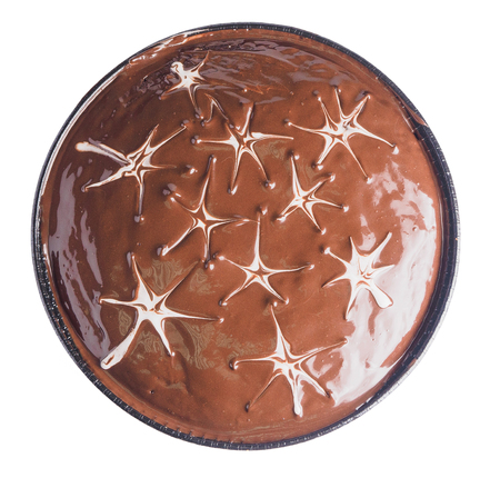 Chocolate round pie on a white background. isolated.の写真素材