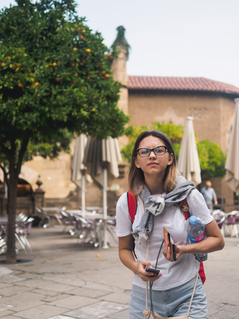 BARCELONA, SPAIN - SEPTEMBER 21: Territory of unique architectural complex Poble Espanyol the Spanish village on September 21, 2017.のeditorial素材