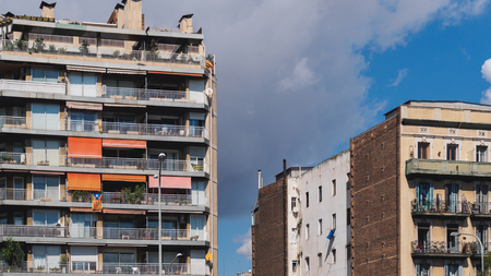 Barcelona historical building on the streets of city.の写真素材