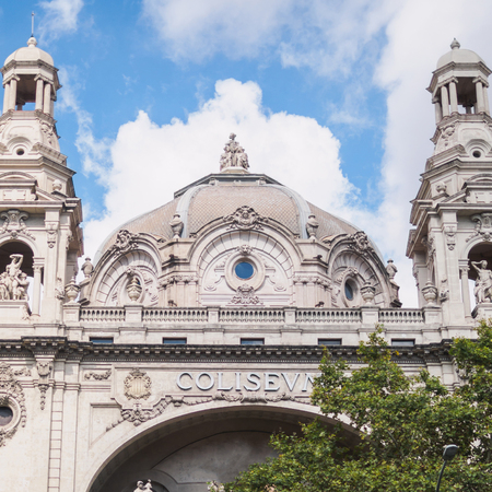 BARCELONA, SPAIN - SEPTEMBER 19, 2017: Opened in 1923 Coliseum or Cinema Coliseum is one of the biggest film theatres in Barcelona city.のeditorial素材