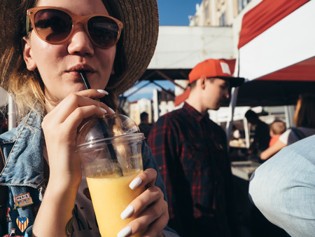 KAZAN, RUSSIA - MAY 19, 2018. Open Food Market - street food festival on Spartacus factory.のeditorial素材