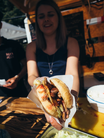 KAZAN, RUSSIA - MAY 19, 2018. Open Food Market - street food festival on Spartacus factory.のeditorial素材
