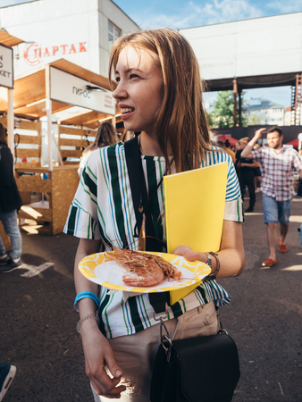 KAZAN, RUSSIA - MAY 19, 2018. Open Food Market - street food festival on Spartacus factory.のeditorial素材