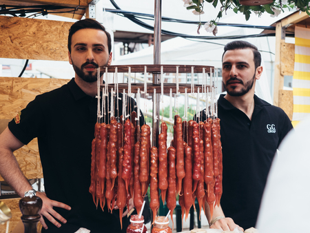 KAZAN, RUSSIA - MAY 19, 2018. Open Food Market - street food festival on Spartacus factory.