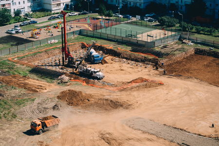 Site construction of new tall buildings in the city.の写真素材