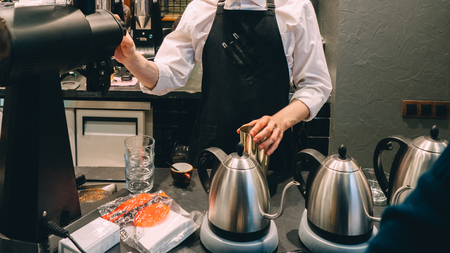 Making pour-over coffee with a hario V60 dripper.