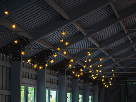 Wedding ceremony with flowers outside in the country garden.の写真素材
